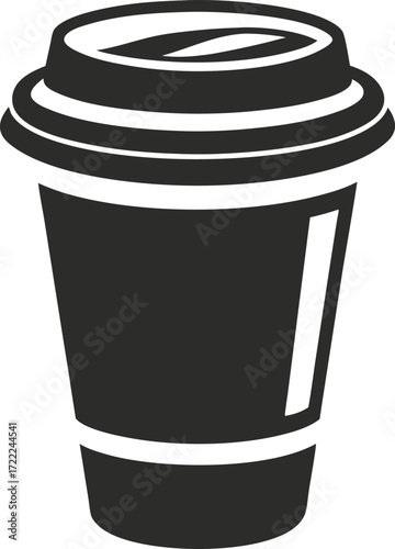 Black and white illustration of a coffee cup