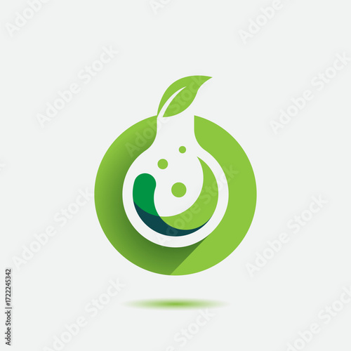 heatlhy lab logo template with green color and leaf