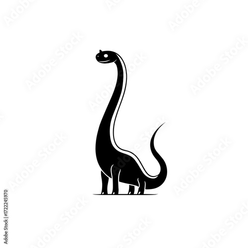 Diplodocus. Diplodocus simple black and white line art vector logo