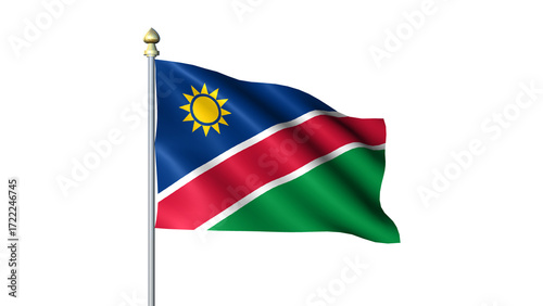 Free Download Waving Namibia national flag on flagpole with transparent background - GFXLoad