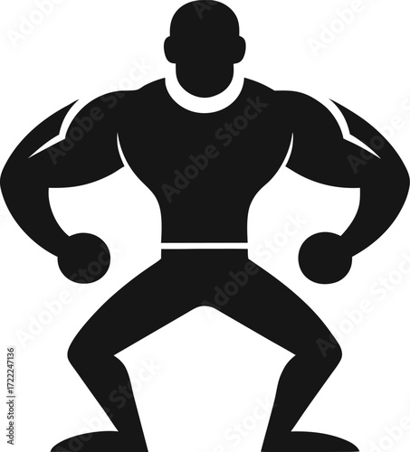 Black muscular man icon on a