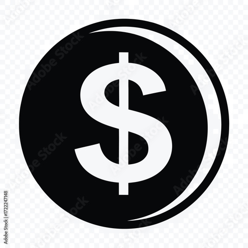 Black dollar sign icon on a