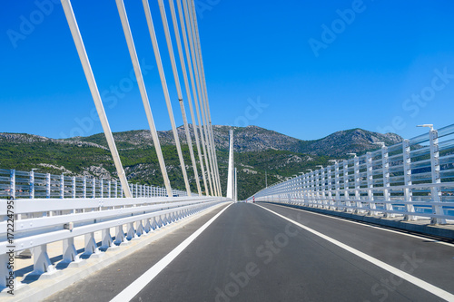 Peljesac Bridge Croatia on a Clear Sunny Day Connecting Mainland and Peninsula with Modern Architecture