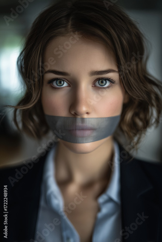 Woman with limited freedom of speech