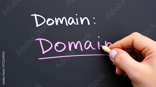 Handwriting text writing Domain. Concept meaning distinct subset of Internet with addresses sharing common suffix.