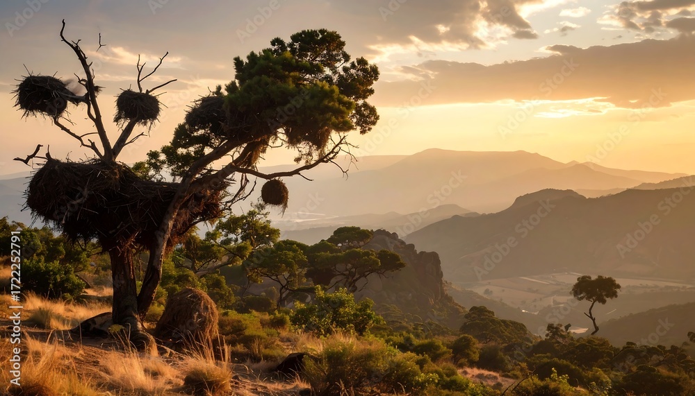 Obraz premium Scenic mountain vista at sunset