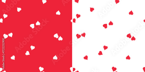 red love heart seamless pattern illustration. cute romantic hearts with red background. Set of 2. Valentine's day holiday background texture. Wedding  design. Fashion. sketchy cute textured hearts. 