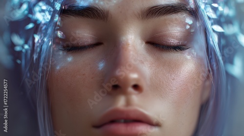 Closed eyes of a serene per...