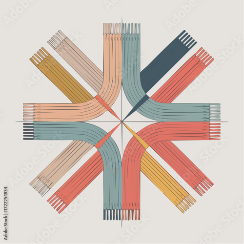 refined line interplay abstract representing interconnection of diverse communities with neutral palette and delicate accent tones for motivational backgrounds and campaigns