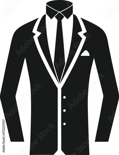 Black suit with tie and pocket square