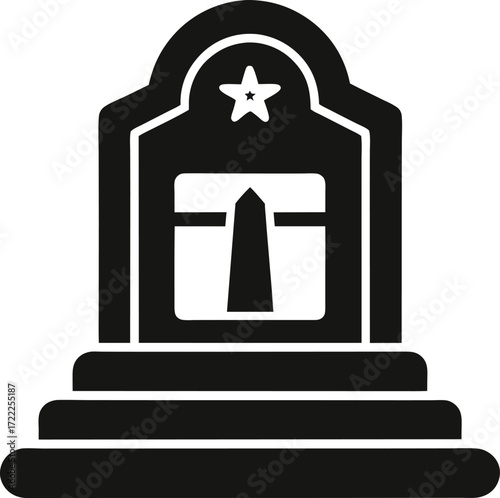 Black and white icon of a tombstone