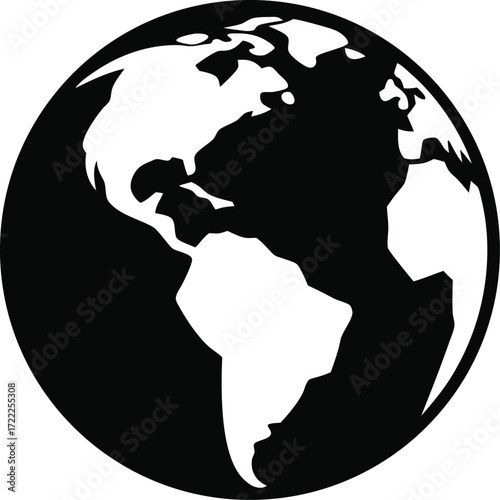 Black and white silhouette of planet earth