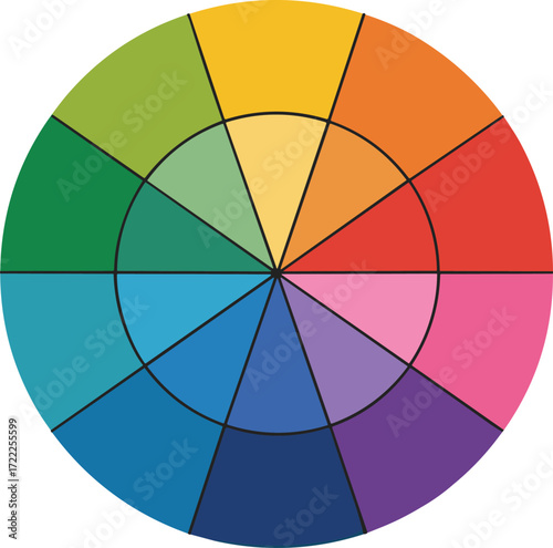 A colorful circular spectrum of hues and shades