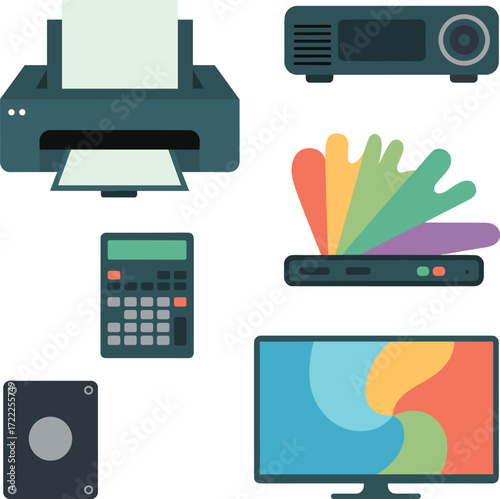 Collection of office and home entertainment electronic devices