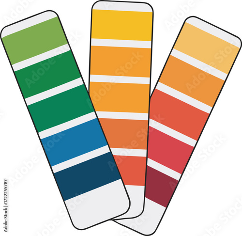 Colorful paint swatches arranged in a fan shape