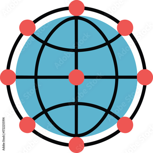 Global network connection with connected nodes