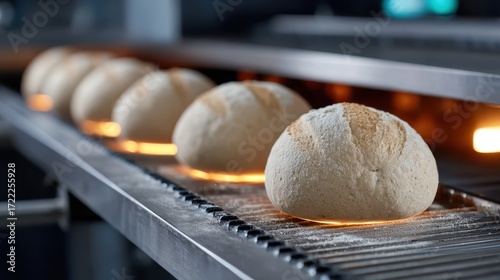 Freshly baked round loaves ...