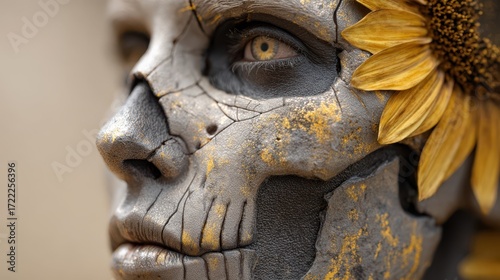 Cracked face painted as a s...
