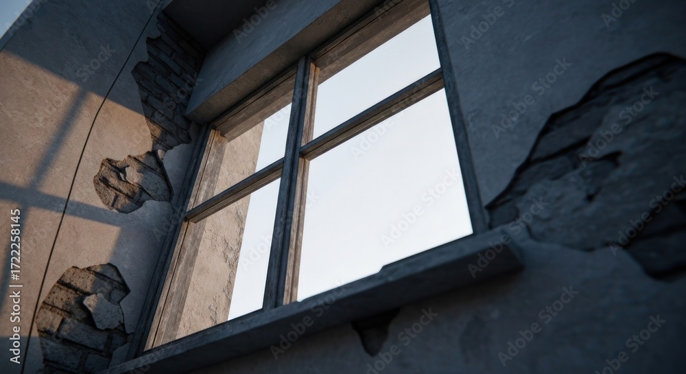 Obraz premium Damaged concrete wall with window