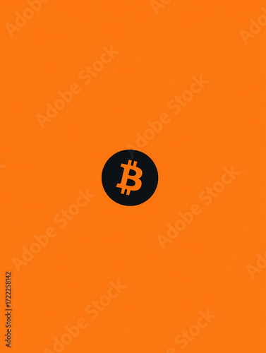 Minimalist Bitcoin logo Wallpaper, Orange and Black Design,