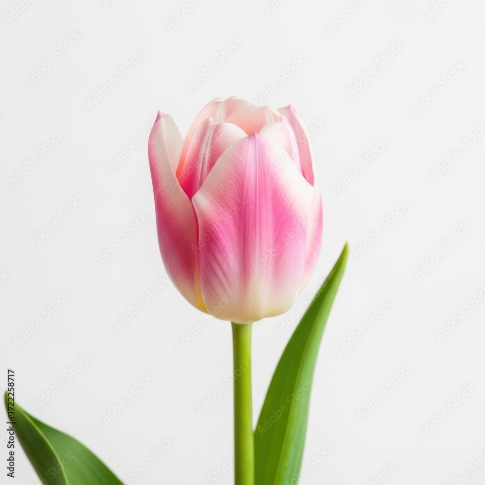 Naklejka premium Delicate pink and white tulip blooming elegantly against a clean backdrop