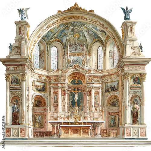 Altar, watercolor vector, isolated on a white background.