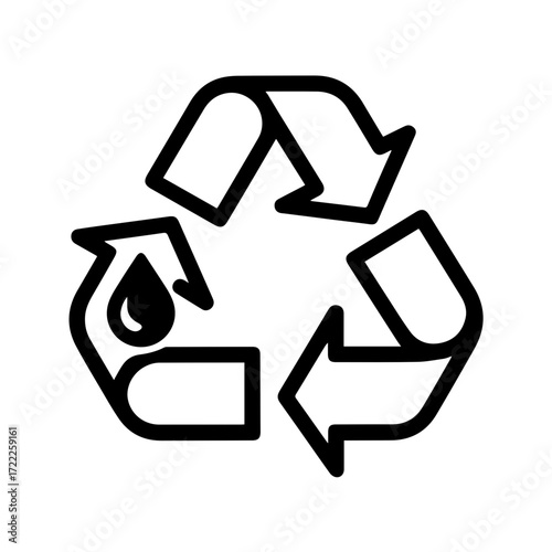 Promote Environmental Awareness with this Recycling Symbol Featuring a Water Drop Encouraging Conservation and Sustainable Practices for a Greener Planet