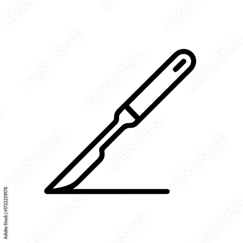 Precise surgery scalpel for medical procedure vector icon, symbolizing precision, healthcare, and surgical intervention in a modern, clean design