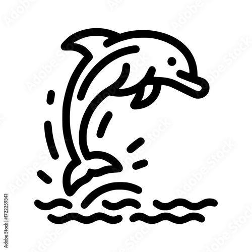 A lively dolphin leaping gracefully out of the ocean, creating a splash