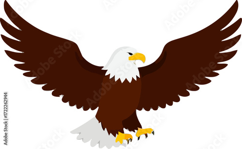 Majestic eagle soaring with wings spread wide in clear sky