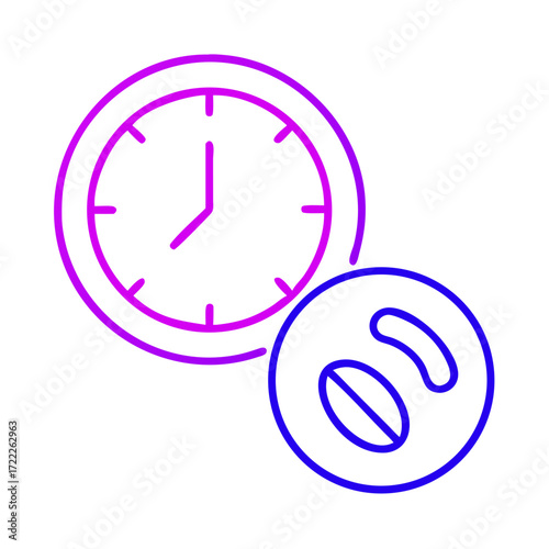 Coffee break concept illustration featuring a clock and coffee beans