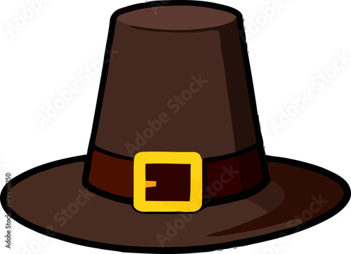 Brown pilgrim hat with a yellow buckle for Thanksgiving celebration