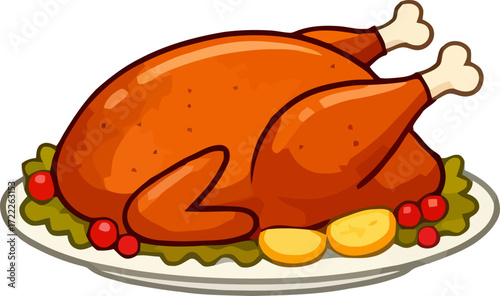 Roasted turkey served on a platter with sides for celebration