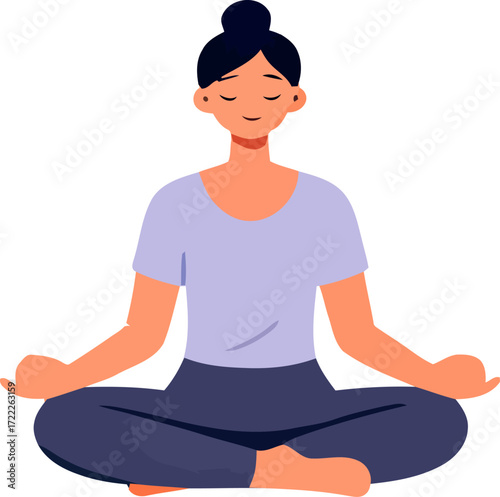 Woman meditating in a peaceful setting during daytime