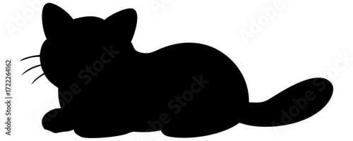 A funny black and white cartoon cat illustration chasing a mouse