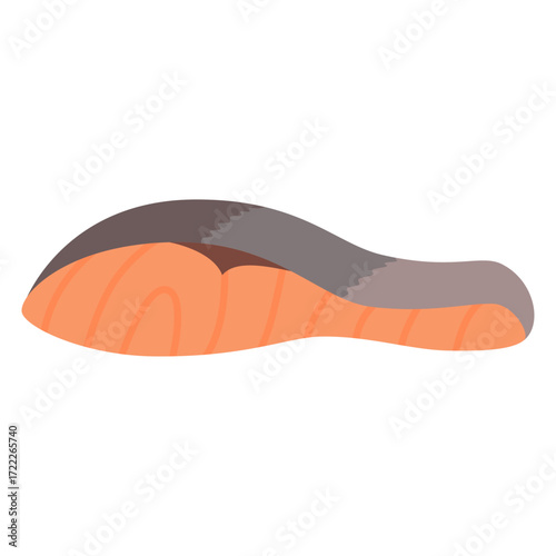 Grilled salmon shiozake - flat vector illustration, Japanese food icon