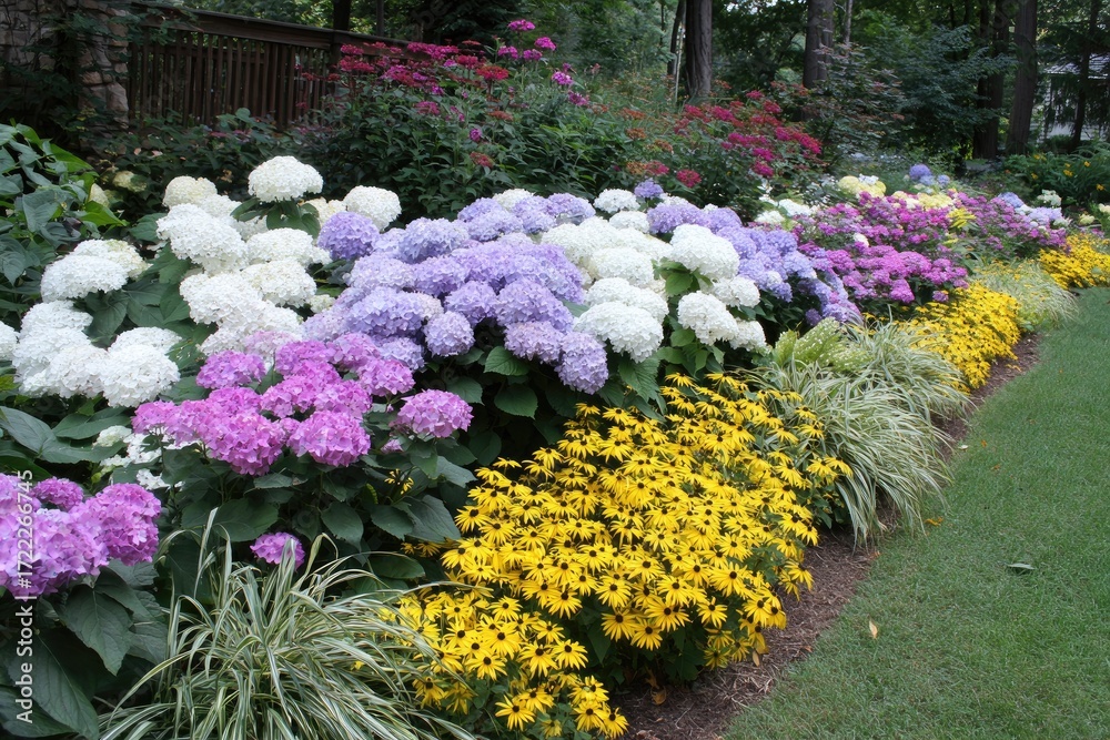 Obraz premium Vibrant flower bed showcasing a variety of colors and textures.