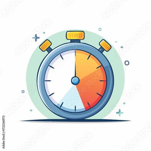Stopwatch Illustration with Orange and White Segments