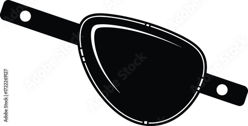 A close-up shot of a simple, black eye patch