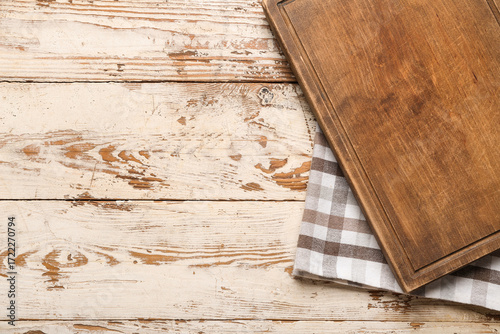 Wooden cutting board on whi...