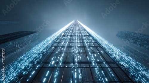 Futuristic skyscraper night view