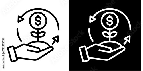 Investing Cash Flow  Icon Set White Style Collection