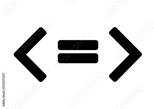 Black mathematical sign for greater than or equal to. Comparison symbol for inequality and equality