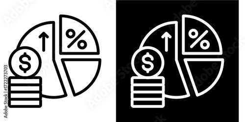 Profit Margin  Icon Set White Style Collection