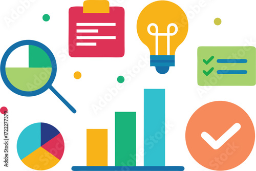 Productivity icons set vector graphics for business and data analysis eps isolated on transparent background