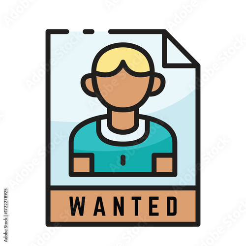 A wanted poster with a persons image and the word WANTED