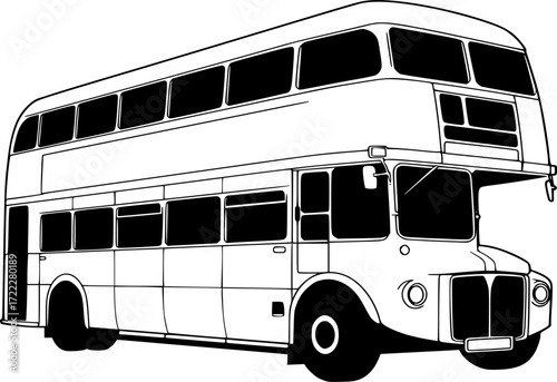 black and white silhouette of a bus vector on a white background
