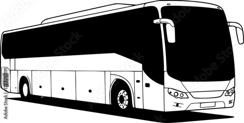 black and white silhouette of a bus vector on a white background
