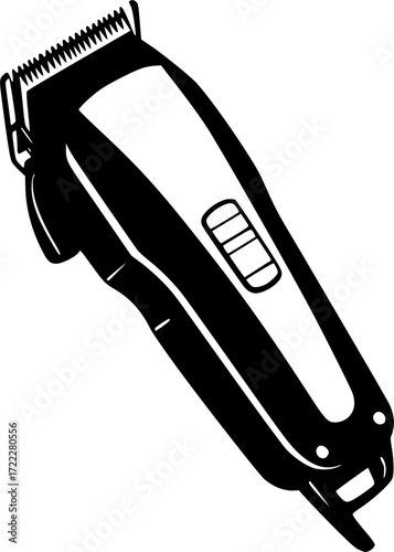 black and white silhouette of a hair clipper vector on a white background
