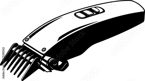 black and white silhouette of a hair clipper vector on a white background
